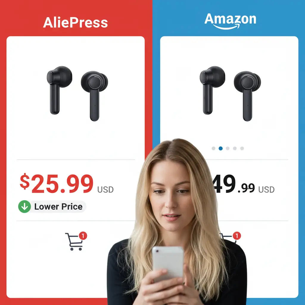 AliExpress obično nudi niže cijene nego Amazon, ali ima duže vrijeme dostave i složeniji proces povrata, dok Amazon omogućuje bržu isporuku i lakše povrate, ali često po višim cijenama.