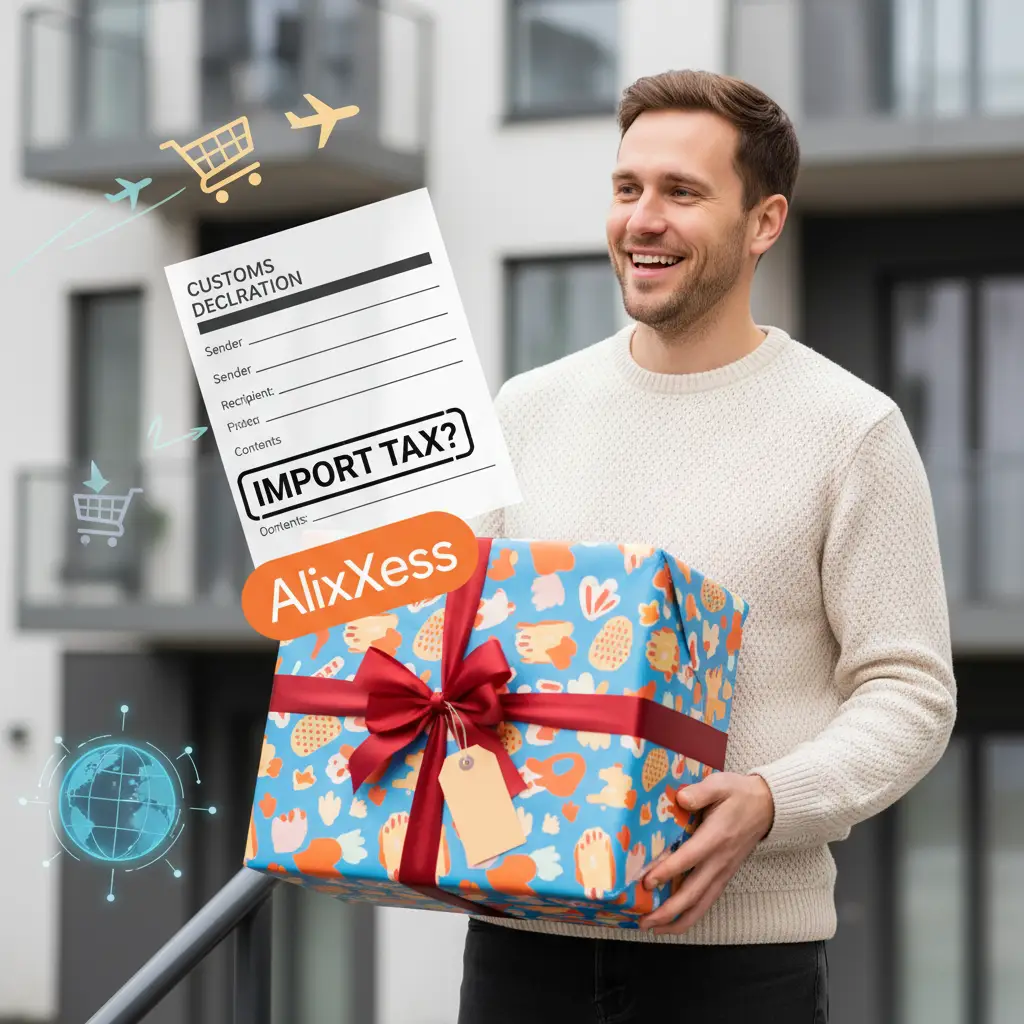 Ilustracija poklon kutije s oznakom