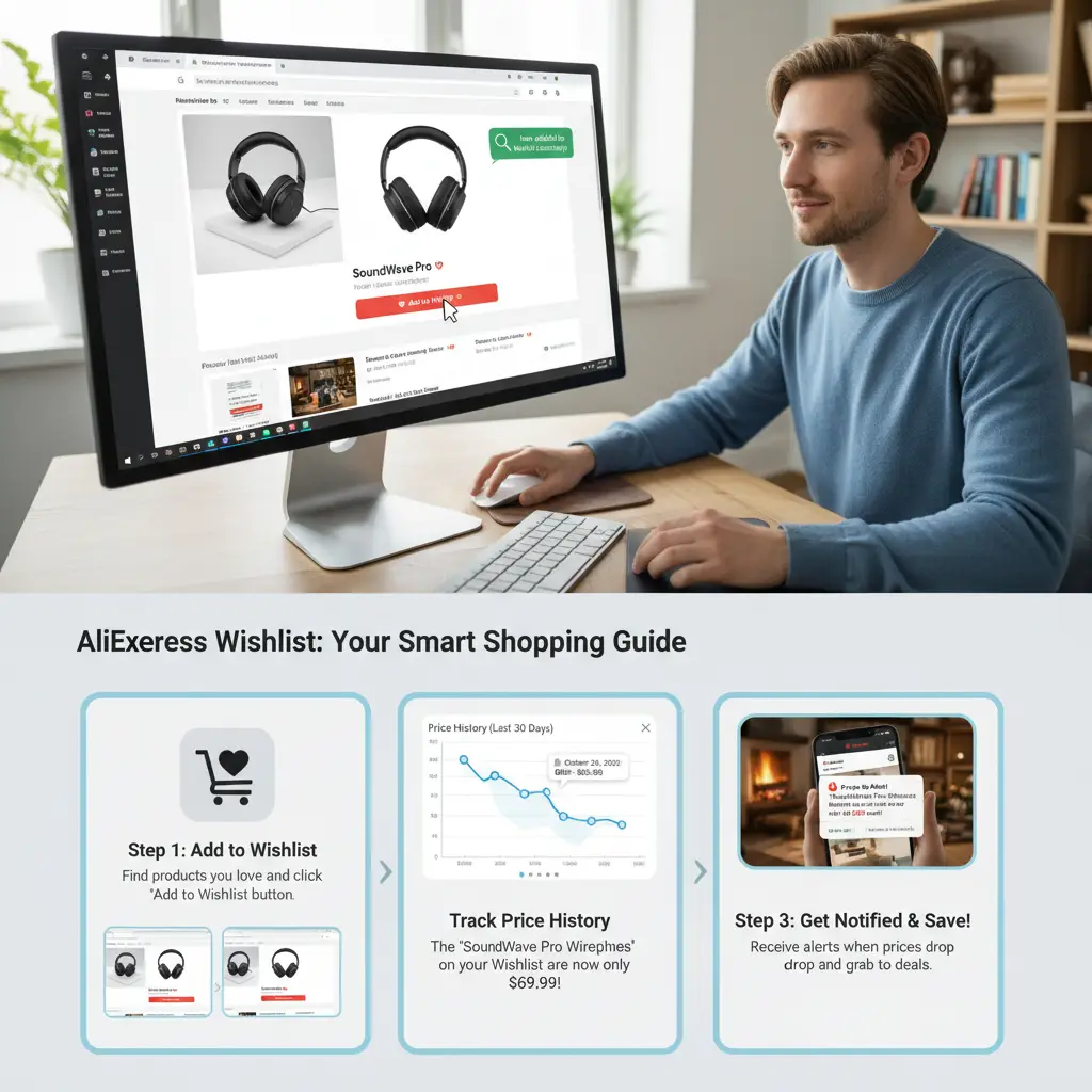 Koristite AliExpress popise želja kako biste pratili cijene proizvoda i dobili obavijesti o promjenama ili sniženjima.