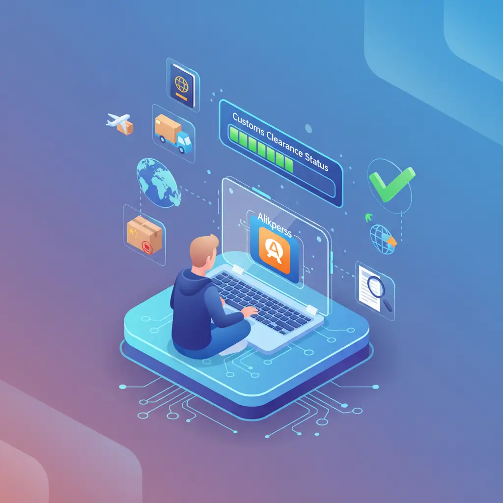 Prikaz ekrana mobilne aplikacije s detaljima praćenja pošiljke s AliExpressa, gdje je označen status carinske obrade.