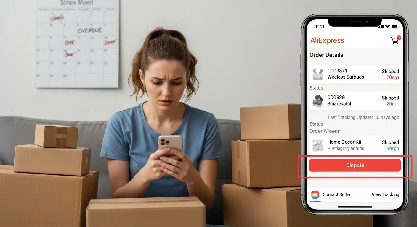 Za podnošenje prigovora za zakašnjeli ili neisporučeni AliExpress narudžbu, prijavite se na svoj račun, pronađite narudžbu, kliknite 