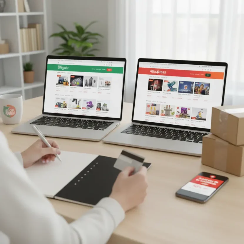 Usporedba DHgate i AliExpress platformi za online kupovinu, s prikazom recenzija korisnika, sigurnosti plaćanja i dostupnosti proizvoda.